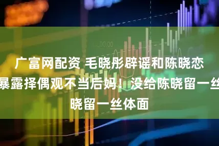 广富网配资 毛晓彤辟谣和陈晓恋情，暴露择偶观不当后妈！没给陈晓留一丝体面